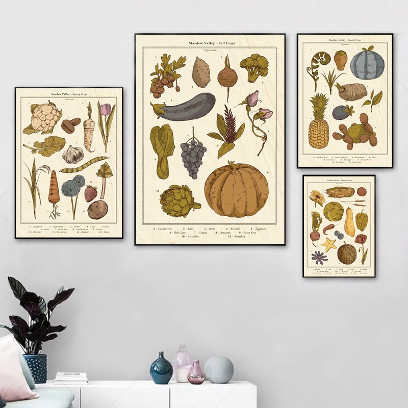 Farming Japan - Stardew Valley Crops stagionali Poster Retro