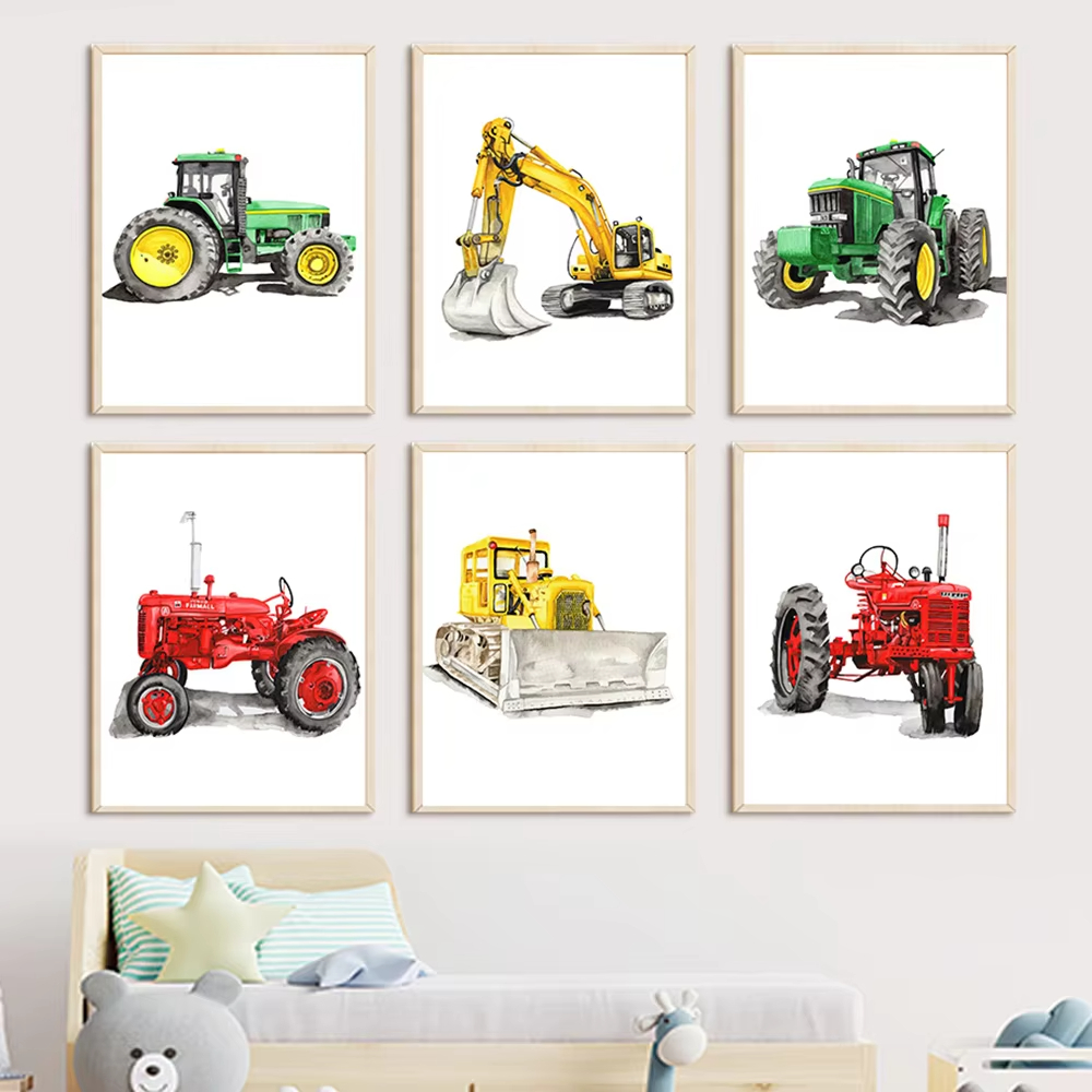 Farming Japan - Quadri su tela con escavatori, bulldozer,